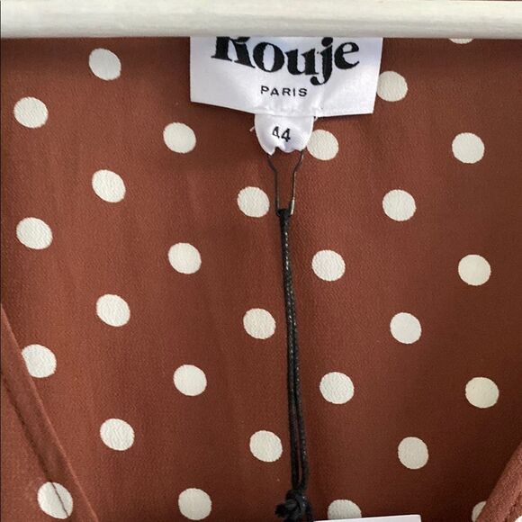 Rouje Brown Polka Dot Wrap Dress - Picture 3 of 5